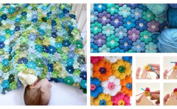 Petal Puff Stitch Flower Blanket
