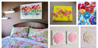 DIY Lovely Crochet Flowers on Canvas with Pattern