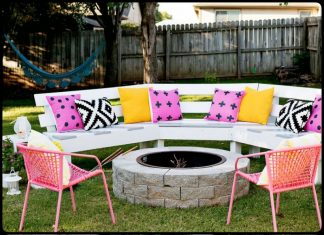Curved Fire Pit Bench