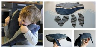 Stuffed Baby Whale Made of Old Denim Jeans