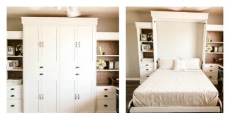 DIY Modern Farmhouse Murphy Bed with Bookcase