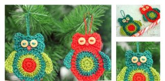 Crochet Owl Candy Cane Ornament Free Pattern