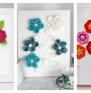 Free Flower 3D Wall Art Crochet Patterns