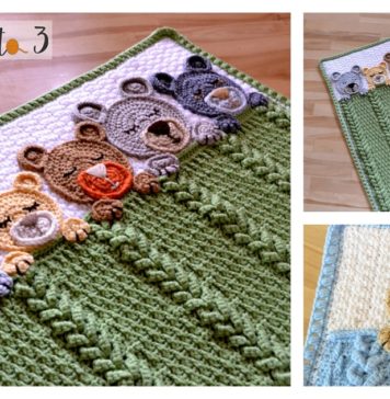 Sleep Tight Teddy Bear Baby Blanket Crochet Pattern