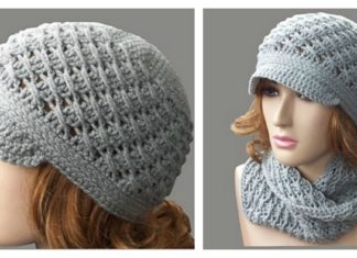 Cross-Over Long DC Newsboy Hat Free Crochet Pattern