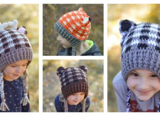 Plaid Woodland Animal Hats Free Crochet Pattern