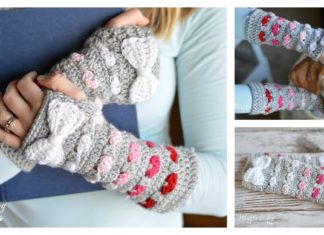 Puppy Love Heart Fingerless Arm Warmers Free Crochet Pattern