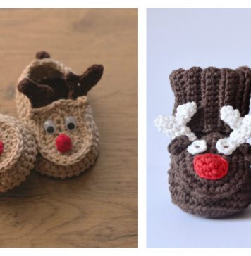 Reindeer Baby Booties Free Crochet Pattern and Video Tutorial