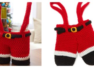 Santa Pants Gift Holder Free Crochet Pattern