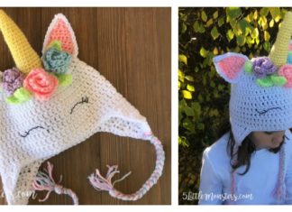 Unicorn Hat Free Crochet Pattern with Flowers