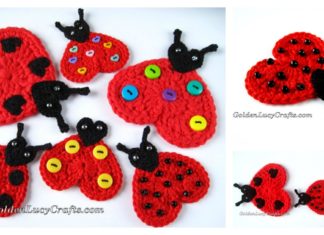 Heart Ladybug Applique Free Crochet Pattern