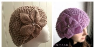 Slouchy Lace Hat with Flower Free Knitting Pattern