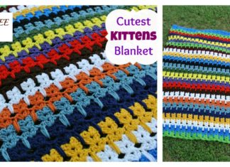 Cutest Kitties in a Row Afghan Blanket Free Crochet Pattern