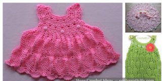 Pineapple Stitch Baby Dress Free Crochet Pattern