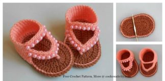 Baby Beaded Sandals Free Crochet Pattern and Video Tutorial