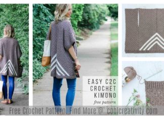 Easy C2C Kimono Sweater Free Crochet Pattern