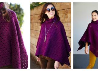 Perfectly Cowl Neck Poncho Free Crochet Pattern and Video Tutorial