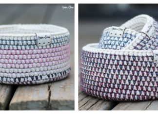 Mosaic Basket Free Crochet Pattern and Video Tutorial