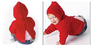 Zip Back Baby Hoodie Sweater Free Crochet Pattern