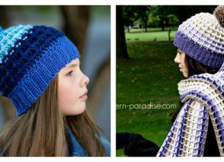 Waffle Stitch Beanie Hat Free Crochet Pattern