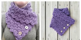 Folded Ivy Button Cowl Free Crochet Pattern