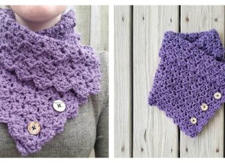 Folded Ivy Button Cowl Free Crochet Pattern