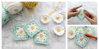 Daisy Granny Square Motif Free Crochet Pattern and Video Tutorial