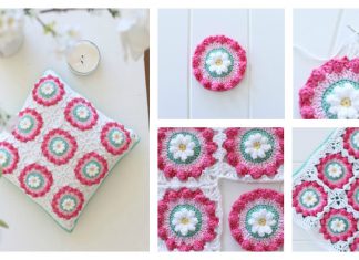 Daisy Wheel Granny Square Cushion Free Crochet Pattern