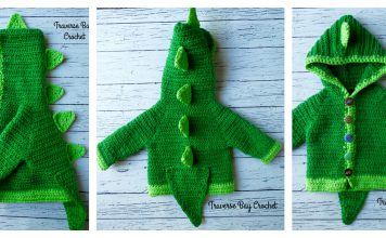 Dinosaur Hooded Sweater with Spikes Free Crochet Pattern