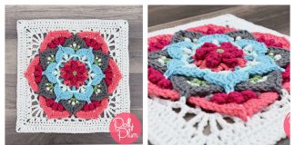 Flower Afghan Block Free Crochet Pattern