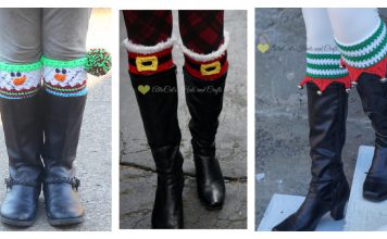 Christmas Holiday Boot Cuffs Free Crochet Pattern and Paid