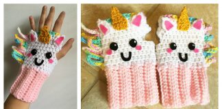 Unicorn Fingerless Gloves Free Crochet Pattern