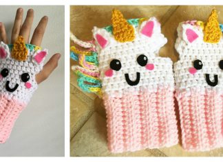 Unicorn Fingerless Gloves Free Crochet Pattern