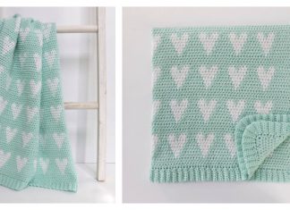 Modern Hearts Baby Blanket Free Crochet Pattern