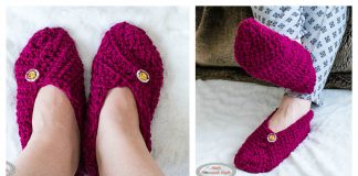 Button Slippers from Square Free Crochet Pattern and Video Tutorial