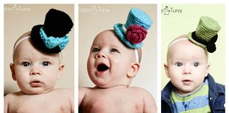 Mini Top Hat Headband Free Crochet Pattern