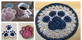 Paw Coaster Free Crochet Pattern and Paid