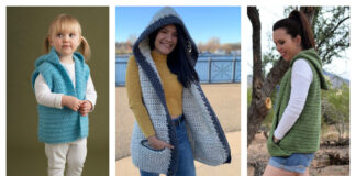 8 Hooded Sweater Vest Free Crochet Patterns