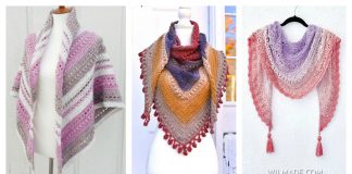 Puff Stitch Triangle Shawl Free Crochet Pattern