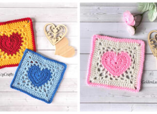 Heart Granny Square Free Crochet Pattern and Video Tutorial