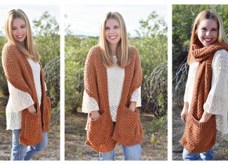 Persimmon Pocket Shawl Free Crochet Pattern