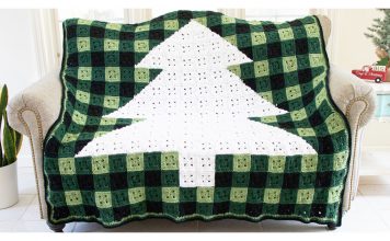 Winter Tree Plaid Blanket Free Crochet Pattern