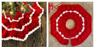 Bobble Stitch Christmas Tree Skirt Free Crochet Pattern