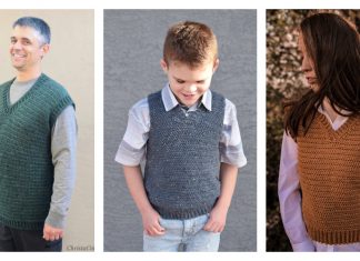 V-Neck Sweater Vest Free Crochet Pattern