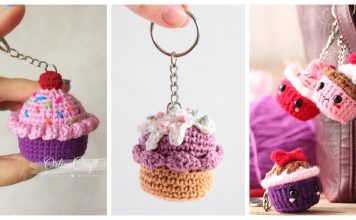 Cupcake Keychain Free Crochet Pattern