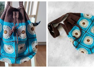 Dandelion Flower Granny Square Bag Free Crochet Pattern and Video Tutorial