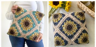 Autumn Sunflower Pillow Free Crochet Pattern and Video Tutorial