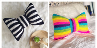 Striped Bow Pillow Free Crochet Pattern