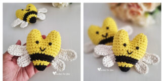 Heart Bees Amigurumi Free Crochet Pattern