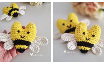 Heart Bees Amigurumi Free Crochet Pattern